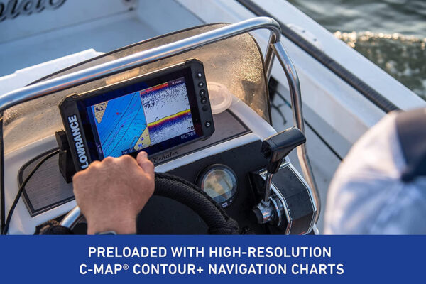 Elite FS 9 Fish Finder with Activetarget Live Sonar, Preloaded C-MAP Contour+ Charts